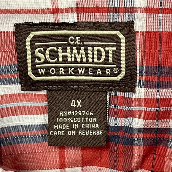 C.E. Schmidt, Plaid Button Down Short Sleeve Shirt Size 4XL. Excellent condition - Picture 3 of 5